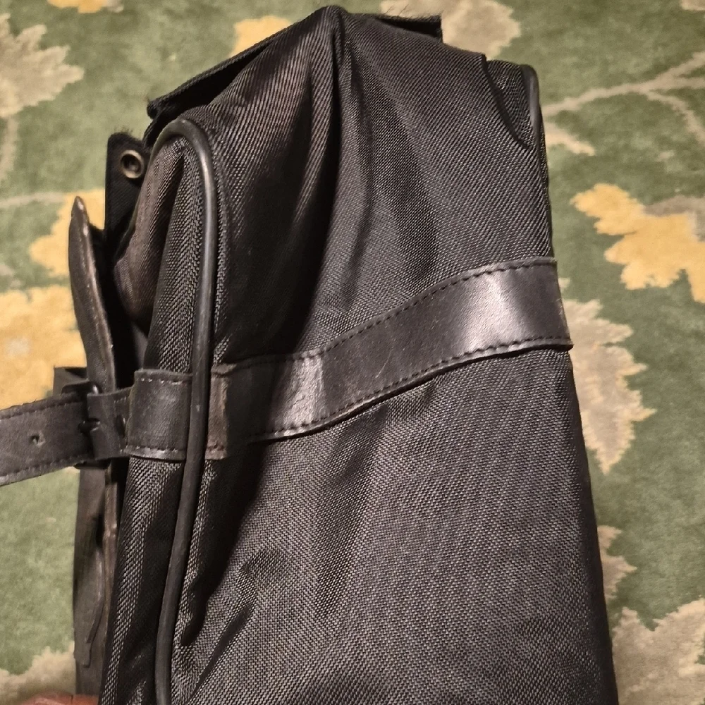 Harley-Davidson Black Canvas Messenger Bag with Leather Straps